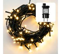 Hellum Guirlande lumineuse LED extérieure ou intérieure I Guirlande lumineuse blanc chaud avec minuteur I Guirlande LED alimentée par secteur avec 80 LED I avec câble vert <59 lm I 577334