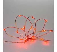 Hellum Guirlande lumineuse LED rouge Fil de cuivre, rosée perlée lumières 20 LED rouges sur une longueur éclairée de 1,05 m, guirlande lumineuse à piles, décoration pour la Saint-Valentin 570755