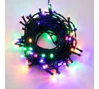Hellum Guirlande lumineuse multicolore avec 40 LED, prise et minuteur, guirlande lumineuse d'extérieur 3,9 m, guirlande lumineuse multicolore avec transformateur extérieur, câble vert <59 lm 151961