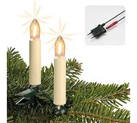 Hellum guirlande sapin LED filament, Made in Germany, guirlande clip, 15 lumières, longueur éclairée 9,8 m, blanc chaud, tige ivoire, intérieur, prise séparée <59lm 814002