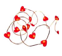 Hellum LED Chaîne lumineuse Coeurs Fonctionne sur piles(2AA), 20 coeurs rouges, Fil de cuivre Chaîne lumineuse intérieure, 110cm de longueur de lumière pour la Saint-Valentin 570854