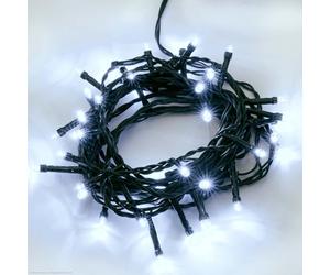 Hellum LED Guirlande lumineuse extérieure ou intérieure I avec minuterie I Guirlande lumineuse blanc froid I Guirlande lumineuse LED alimentée en courant avec 40 LED I avec câble en vert <59 lm 151213