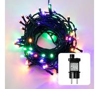 Hellum LED Guirlande lumineuse extérieure ou intérieure I avec minuterie I Guirlande lumineuse couleur de lumière multicolore I avec câble en vert <59 lm I 151220