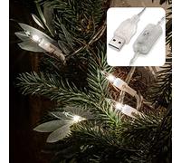 Hellum LED Guirlande lumineuse intérieure, 50 guirlandes lumineuses avec interrupteur, LED blanc chaud, avec connexion USB, câble transparent, illuminé 585cm, 59 lm, Mini 523140