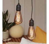 Hellum Lot de 2 lampes suspendues d'extérieur avec batterie et télécommande - Ampoule dorée avec batterie et minuterie - ST64 - Diamètre : 6,4 x 13,8 cm - Lampe suspendue pour l'extérieur avec
