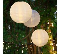 Hellum Lot de 3 ampoules LED d'extérieur résistantes aux intempéries avec télécommande, lampe blanche avec LED blanc chaud, 1 x Ø 25 cm, 2 x Ø 20 cm