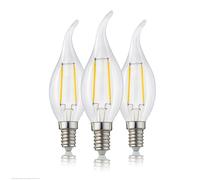 hellum 207309 Lot de 3 ampoules LED E14 en forme de bougie E14 Blanc chaud 250 lm 2,5 W Équivalent à 25 W 2700 K Transparent