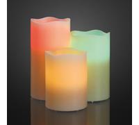 hellum Lot de 3 bougies LED RVB intérieures, minuterie, télécommande, piles AAA non incluses (10/12,5/15 x 7,5 cm H x Ø)