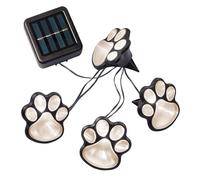 Hellum pattes solaires LED extérieures avec 4 LED blanc chaud, longueur de lumière 240 cm, pour chat, pattes solaires pour chien de jardin, câble noir, 523690