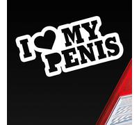 Hellweg Druckerei Autocollant pour Pare-Chocs I Love My Penis Weiss Matt ca. 15x7cm Autocollant en Blanc Mat