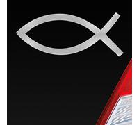 Hellweg Druckerei Autocollant pour Pare-Chocs Kirche Church Fische Symbol Jesus Gott Silber ca. 15x6cm Autocollants en Argent