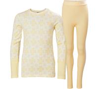 Helly-Hansen - Ensemble première couche en laine de mérinos - Jr Graphic Lifa Merino Set Yellow Cream Snowflake Aop en Laine - Taille Enfant 10 ans - Jaune 10 ans