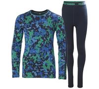 Helly Hansen Jr Graphic LIFA Ensemble de Couche de Base en Laine mérinos pour Enfant Unisexe, 499 Bright Green Splash Camo A, 16 Ans