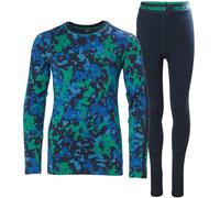 Helly Hansen Jr Graphic LIFA Merino Set Couche de Base inférieure, 499 Bright Green Splash Camo A, 14 Ans Mixte Enfant