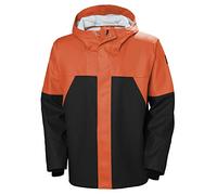 Helly Hansen Storm Veste de Pluie imperméable pour Homme avec Capuche réglable avec Cordon de Serrage et Double Rabat Avant en Tissu Principal, Orange foncé/Noir, Taille S