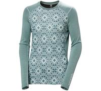 Helly Hansen W LIFA Merino Midw GRA Crew Veste de Base, 489 Cactus Star Pixel AOP, S Femme