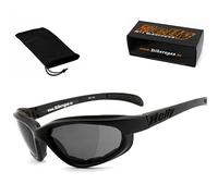 HELLY® - No.1 Bikereyes® - Lunettes de moto - Coupe-vent et anti-buée des deux côtés, UV400, verre de sécurité HLT® - Lunettes de soleil rembourrées pour casque jet et chopper - Confort optimal