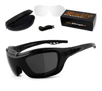 HELLY - No.1 Bikereyes | Lunettes de moto & soleil, anti-buée, rembourrées | Verres changeables nuit, sécurité HLT (dégradé fumé & clair [bandit 2])