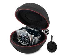 HELMDY Boîte Montre Voyage, Montre Fermeture à Glissière Étui, étanche, Portable Montre Ronde Boîte de Rangement, Convient à Toutes les Montres Inférieures à 50 mm (Noir-Nylon)