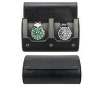 HELMDY Étui de voyage pour montres - Boîte de rangement pour deux montres pour hommes et femmes jusqu'à 50 mm (noir / 2 fentes)