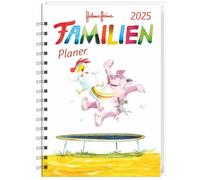 Helme Heine: Familienplaner-Buch A6 2025: Familienkalender mit 4 Spalten. Liebevoll illustrierter Buch-Kalender mit Einstecktasche und Schulferien. Terminplaner mit 160 Seiten.