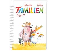 Helme Heine: Familienplaner-Buch A6 2026: Familienkalender mit 4 Spalten. Liebevoll illustrierter Buch-Kalender mit Einstecktasche und Schulferien. Terminplaner mit 160 Seiten.