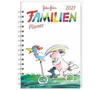 Helme Heine: Familienplaner-Buch A6 2027: Familienkalender mit 4 Spalten. Liebevoll illustrierter Buch-Kalender mit Einstecktasche und Schulferien. Terminplaner mit 160 Seiten.