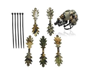 Helmet Cover - Camouflage Strips 5 Piece | Camouflage Helmet, Polyester Concealment Set With Cable Ties, Natural Outdoor Gear For Hunting Trips, Jungle Desert Wilderness Adventure Training And Surviv