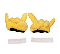 Helmet Ear Plush Decor, 12x11.5cm Yellow Fun Gesture Accessory, Playful Helmet Ornament with Soft Clip on Style, Lightweight Decorative Add on, Cycling Gear for Men Teens and Bike Lovers