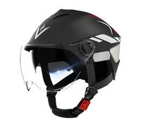 Helmet for Motorcycle, Double Visor Adult Scooter Riding Helmet, Adjustable Fit Hard-Shell Headgear with UV Protection for Men, Women, and Family Outdoor Road Safety Gear,21.25-24.01in