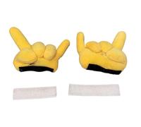 Helmet Plush Decor Set, Yellow Hand Gesture Ornament Kit, 4.72x4.53 inches Cycling Helmet Accessory Pack, Funny Bike Decoration Add on, Rider Helmets Styling Clip, Teen Adult Gift Ride Gear