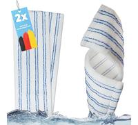 HELOME Lot de 2 serpillères en microfibre avec bandes abrasives - Housses de rechange professionnelles pour porte-balai de 40 cm - Housse de rechange idéale pour parquet, stratifié, carrelage, etc