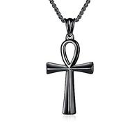 HELORET Collier Ankh avec pendentif en forme de croix Ankh, prière simple pour la paix, cadeau pour femme et homme, Acier inoxydable, Pas de gemme