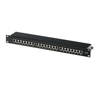 helos 146868 Panneau de Brassage Cat 6A 19" 1HE 24 Ports Noir