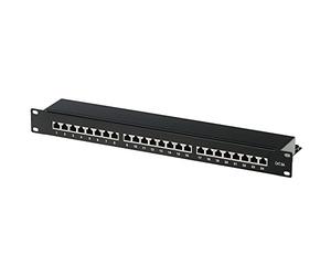 helos 146868 Panneau de Brassage Cat 6A 19" 1HE 24 Ports Noir