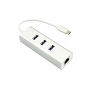 HELOS Hub USB 3.1 de Type CST. /3 Ports USB + RJ45 GIGABIT ETHERNET, Premium, Plata