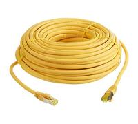 Helos Patchkabel S/FTP Cat 6a gelb 30,0m - Twisted Pair, doppelt geschirmt, 4 x 2 x AWG 27 - Vollkupfer Patchkabel mit schmalem Knickschutz inkl. Längenbezeichnung - PimF geschirmte Cat6a Kabel, halog