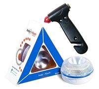 HELP FLASH SMART - Lumière d'urgence Automatique de prévision de Danger et Lampe Torche, homologuée, Norme DGT, V16, Activation Automatique + Marteau Brise-vitre et Coupe-Ceinture de sécurité