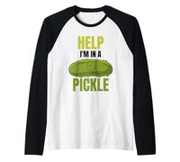 Help I'm in A Pickle Jeu de Mots Sarcastique drôle pour Les Amateurs de cornichons Manche Raglan