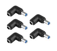 helpers lab Lot de 5 adaptateurs de connecteur d'alimentation CC à angle de 90 degrés 5,5 mm x 2,1 mm prise mâle vers prise femelle pour ordinateur portable CCTV