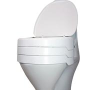 Helping Hand Company EZY-FIT Lunette WC surélevée avec couvercle Fixation à ventouse pour personnes âgées et handicapées Ajustement universel pour toilettes rondes et carrées Aide à la salle de bain