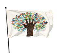 Helping Hand Drapeau feuilles d'arbre 9,5 x 1,5 m Abstrait Printemps Arbre Imprimé à la main Fleurs Durable Drapeaux de jardin Décoration cour Maison Bannière Drapeau de bienvenue Drapeau Intérieur