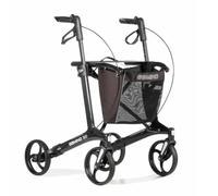 Helping Hand GEMINO 30 Déambulateur en carbone pour personnes âgées Déambulateur ultra léger en fibre de carbone avec siège, sac et support de béquille Stable, élégant et confortable, aide à la