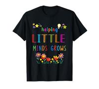 Helping Little Minds Grow Flower Elementary School Teacher T-Shirt