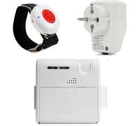 HelpLine Mini : petit appel d'urgence mobile à domicile, y compris le répéteur REP868 avec bracelet d'appel d'urgence et clip ceinture pour les soins à domicile ; système d'appel d'urgence avec bracel