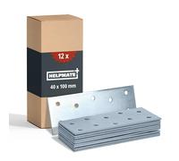 HELPMATE - 12 pièces de plaque perforée - 40x100 mm - Plaque acier galvanisé & passivé bleu - Assemblage bois avec une excellente protection anti-corrosion, stable & durable