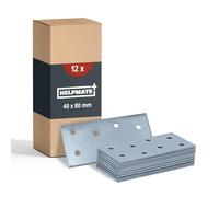 HELPMATE - 12 pièces de plaque perforée - 40x80 mm - Plaque acier galvanisé & passivé bleu - Assemblage bois avec une excellente protection anti-corrosion, stable & durable