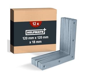 HELPMATE - 12 pièces équerres plates - 120x120x18mm - Raccord en bois électrozingué & passivé bleu - Equerre d'angle avec une excellente protection contre la corrosion, stable & durable