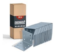 HELPMATE - 24 pièces équerre metal perforées - 40x40x40 mm - Équerre de fixation galvanisé & passivé bleu - Connecteur bois avec une excellente protection contre la corrosion