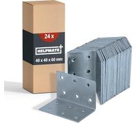 HELPMATE - 24 pièces équerre metal perforées - 40x40x60 mm - Équerre de fixation galvanisé & passivé bleu - Connecteur bois avec une excellente protection contre la corrosion